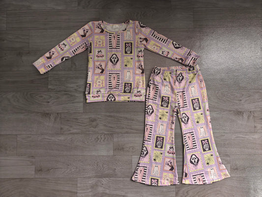 Ghost scream bow top pants girls Halloween outfits