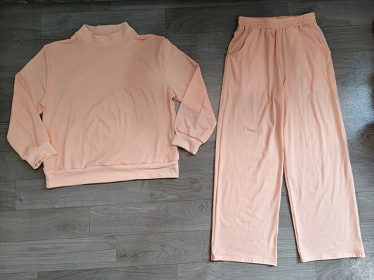 Long sleeves pink cotton top pants adult women outfits