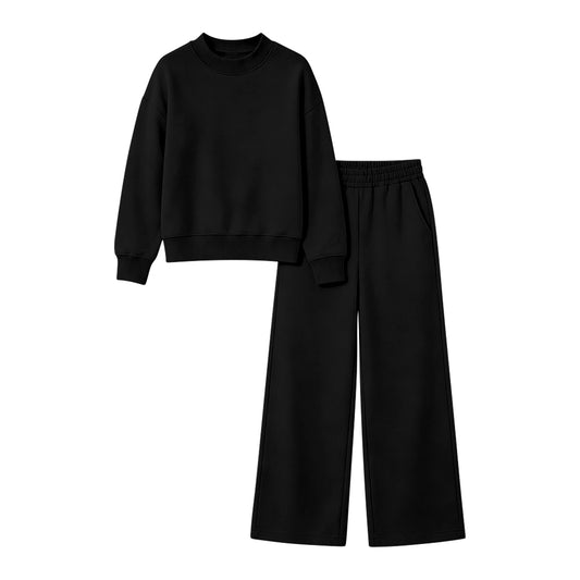 Long sleeves black cotton top pants adult women outfits
