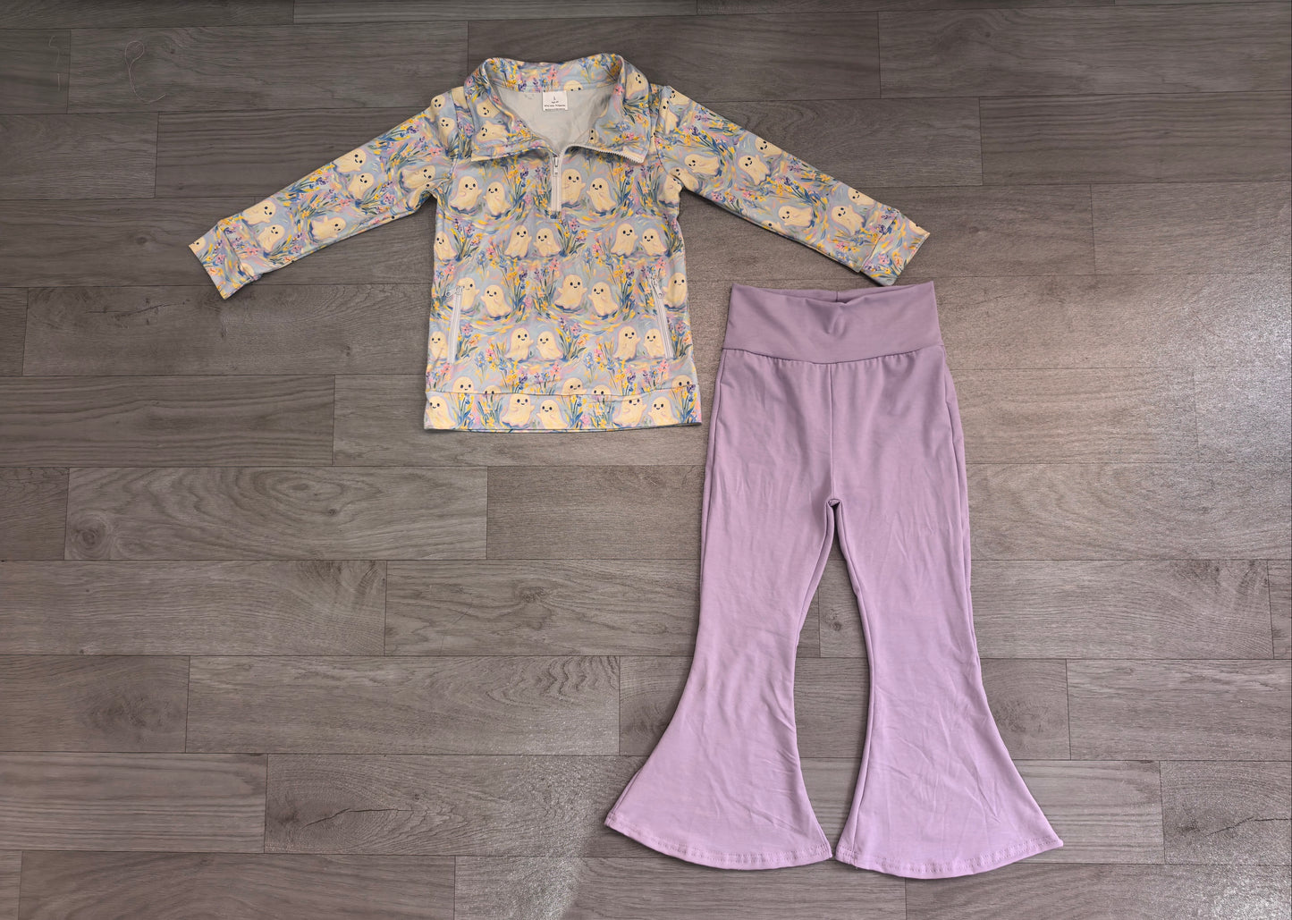 Ghost pullover lavender pants girls Halloween set