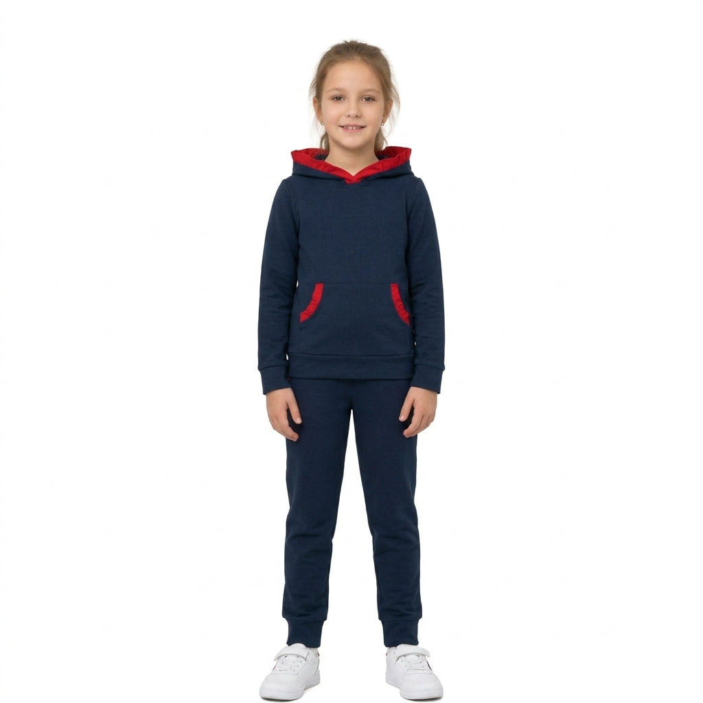Red ruffle navy hoodie pants kids girls outfits