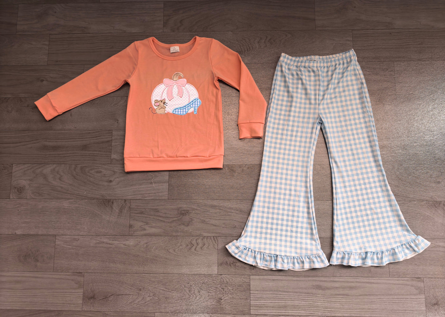 Long sleeves pumpkin shoes top pants kids girls fall clothes