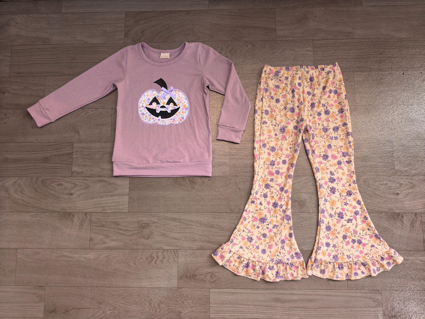 Long sleeves floral pumpkin girls Halloween clothes
