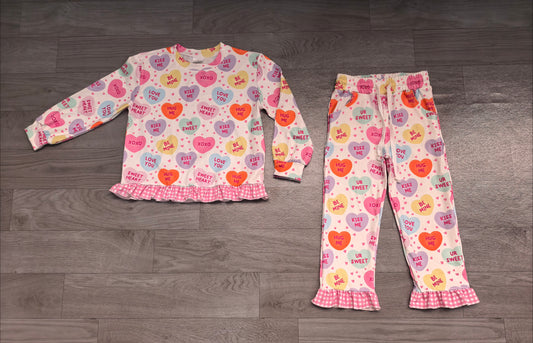 I love you heart plaid ruffle girls Valentine's clothes