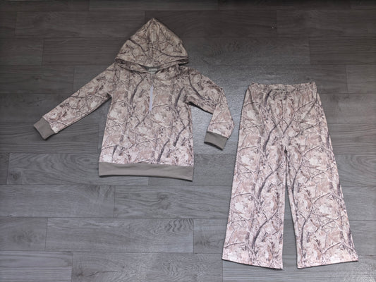Long sleeves light camo hoodie pants kids outfits