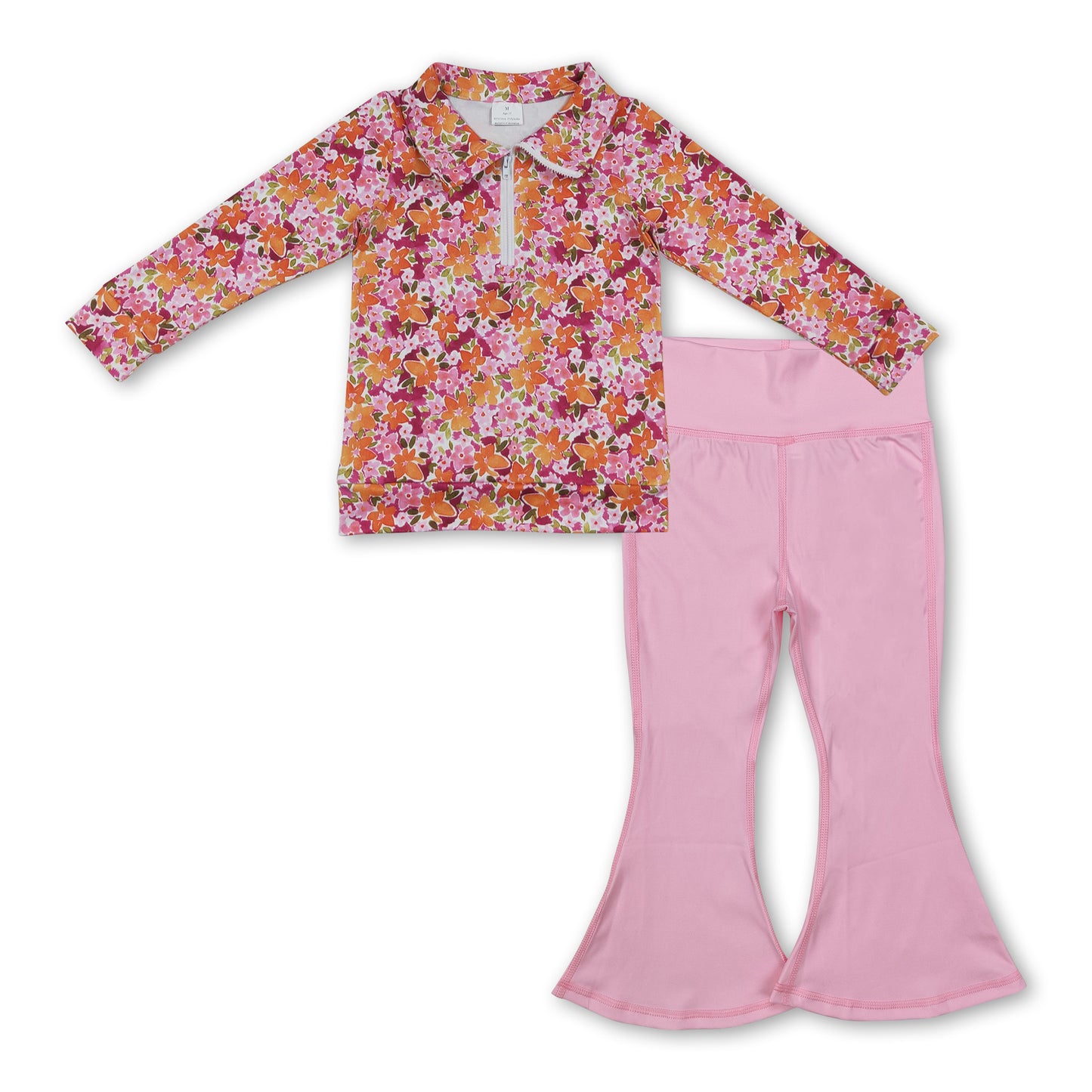 Floral pullover pink yoga pants kids girls fall clothes