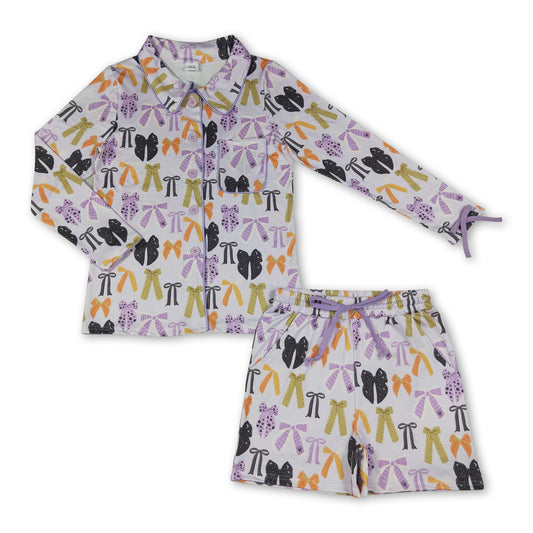 Long sleeves bows top shorts women Halloween pajamas