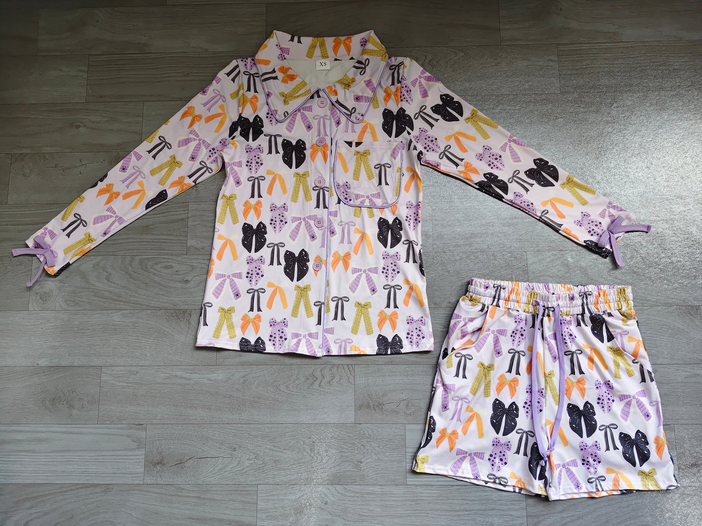 Long sleeves bows top shorts women Halloween pajamas