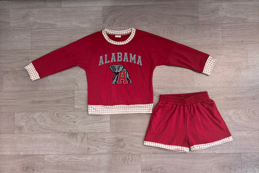 Long sleeves elephant A vinyl top shorts girls team outfits