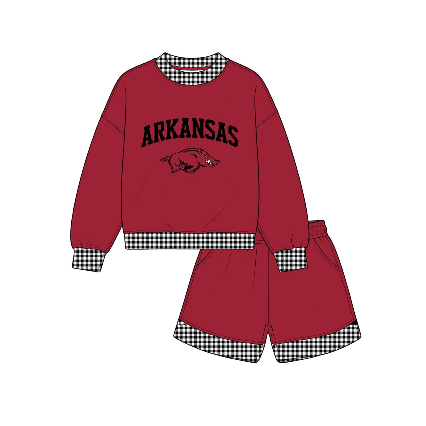 Long sleeves hog vinyl top shorts girls team outfits