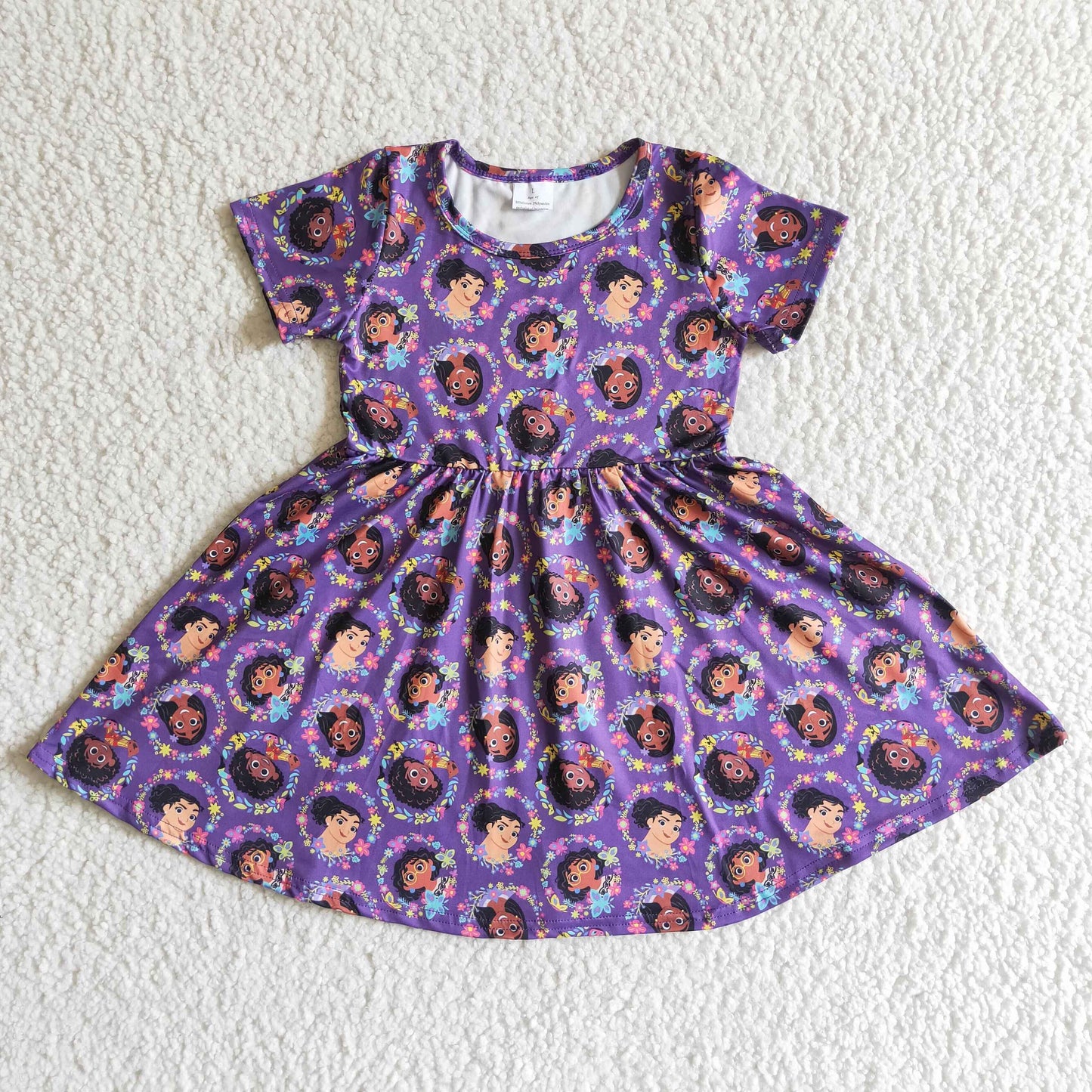 Short sleeve cute magic print baby girls twirl dresses