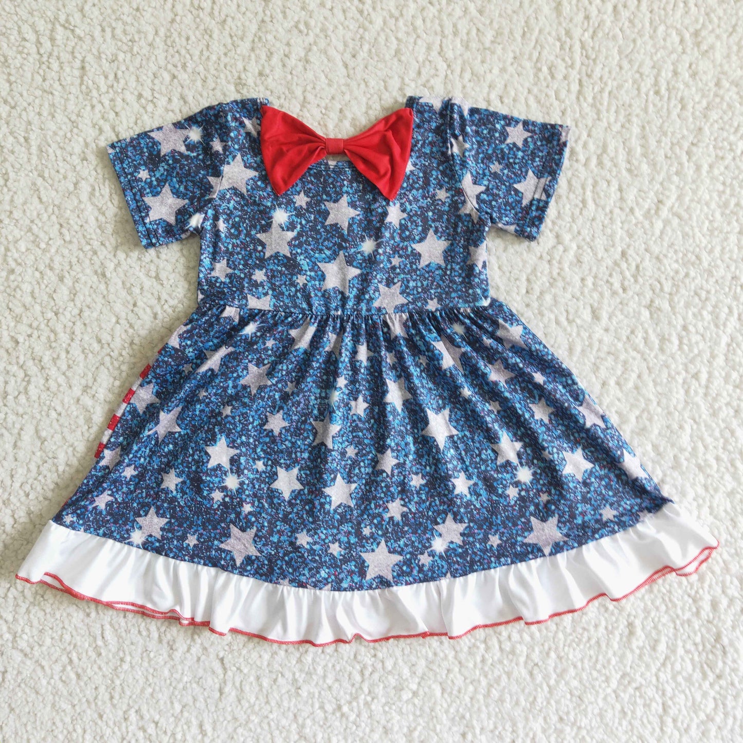 Star and stripe ruffle baby girls 4th of july dresses