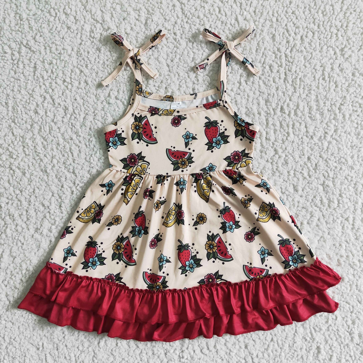 Sleeveless lemon watermelon baby girls summer dresses