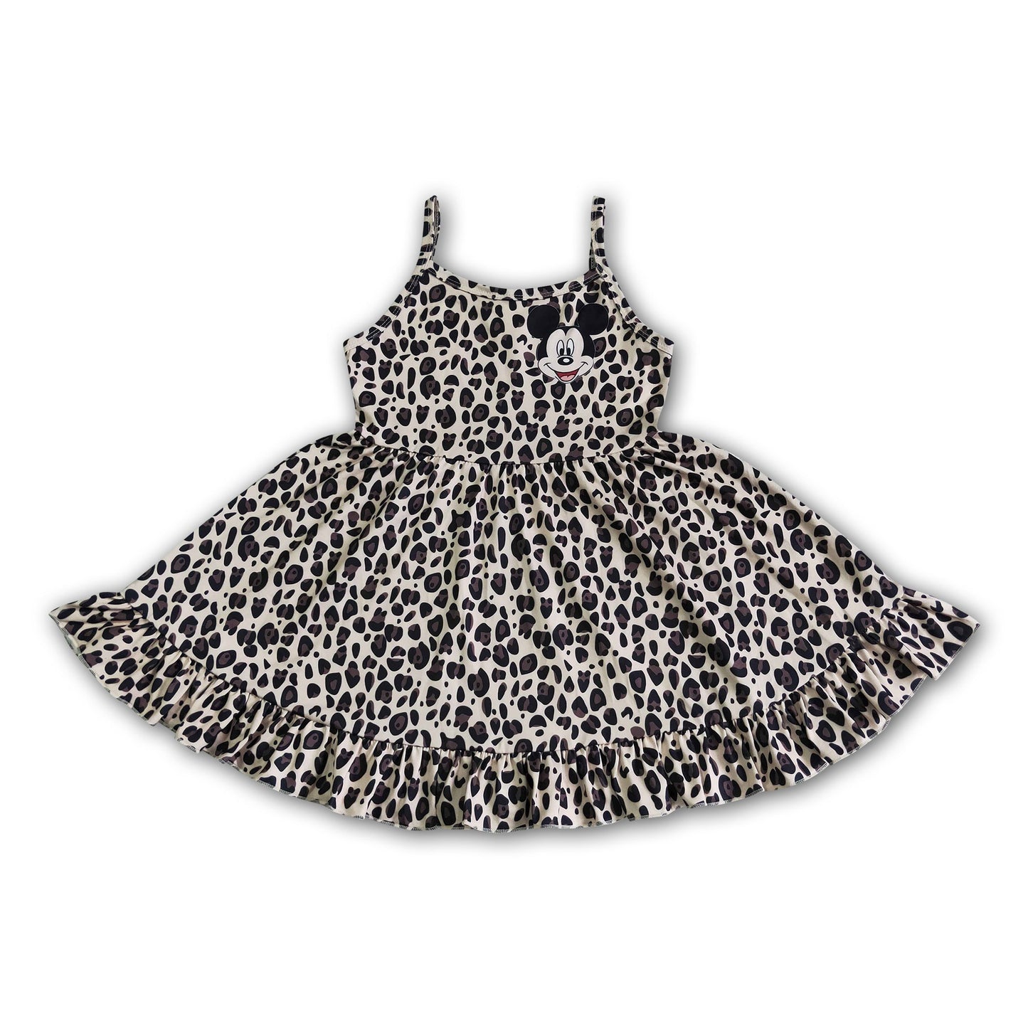 Leopard sleeveless kids girls summer dresses