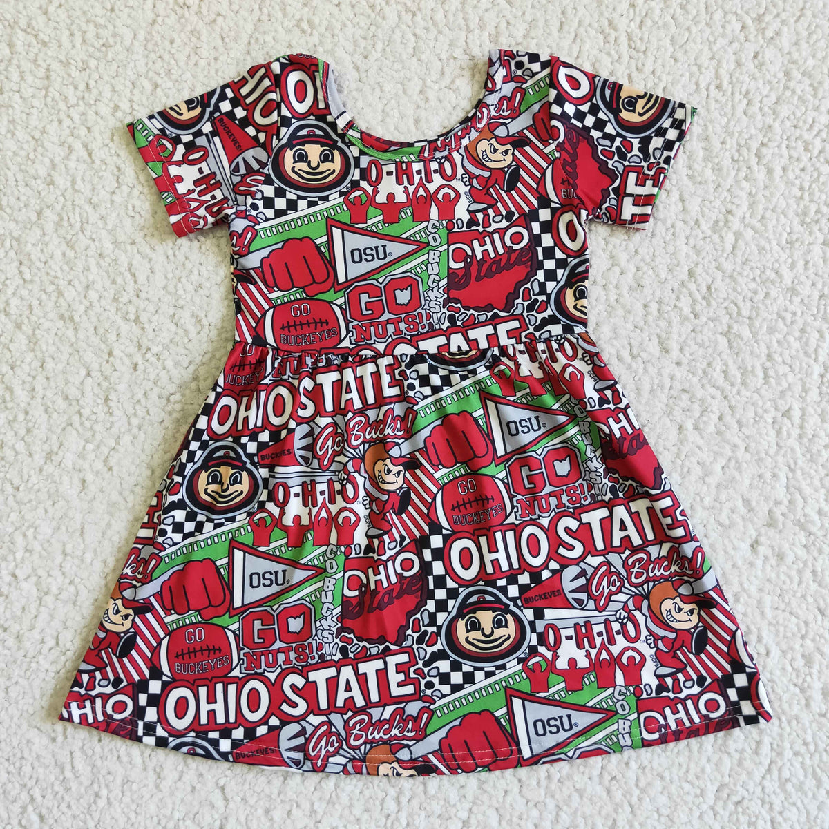 Short sleeves kids girls football team dresses