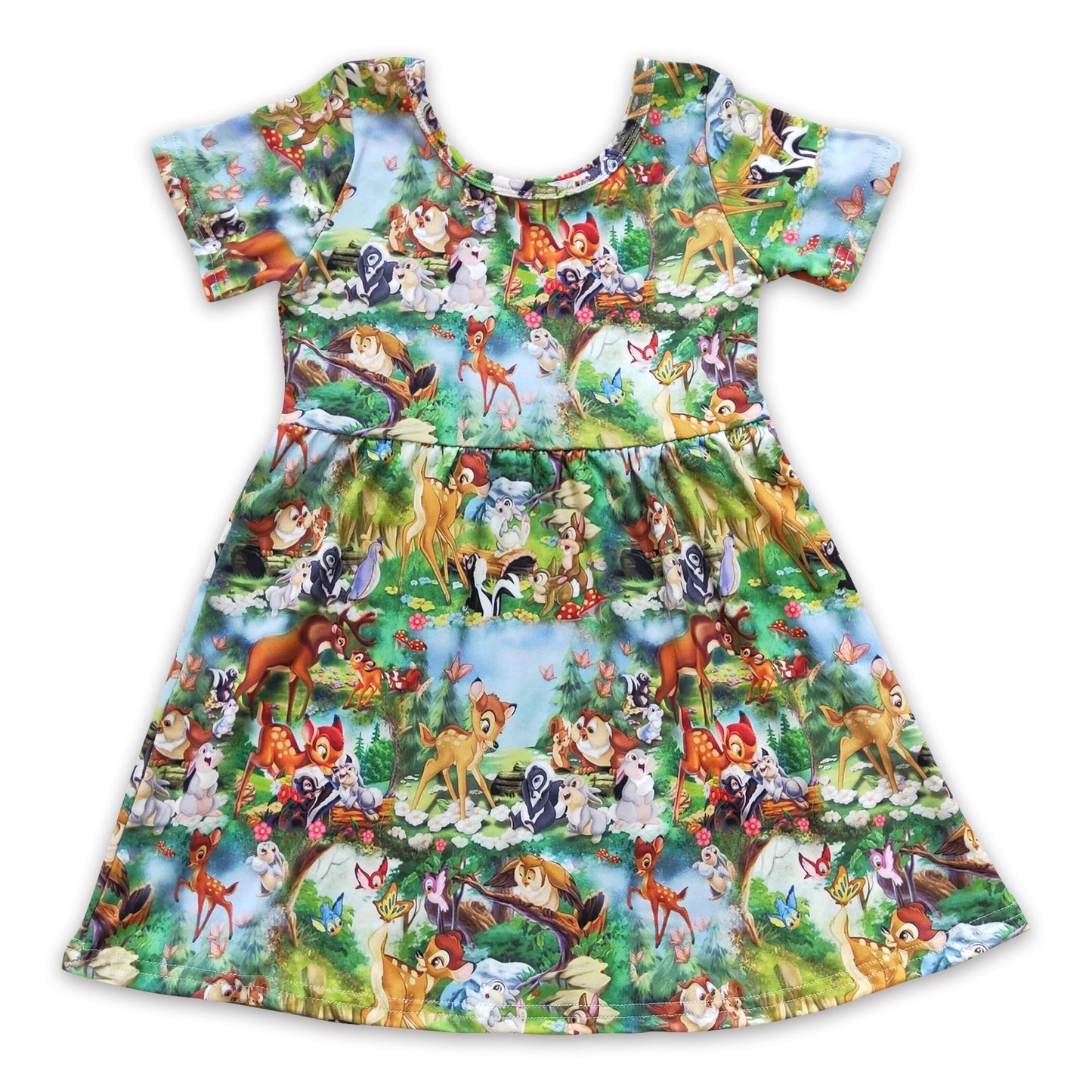 Short sleeves animals deer kids girls dresses