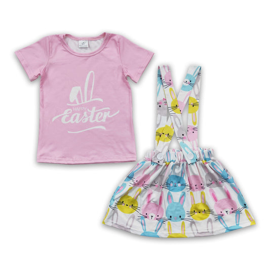 Happy easter bunny skirt baby girls clothing set