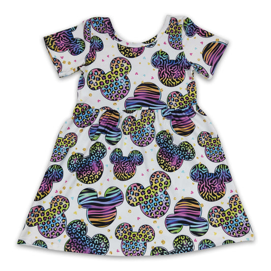 Colorful leopard mouse baby girls summer dresses