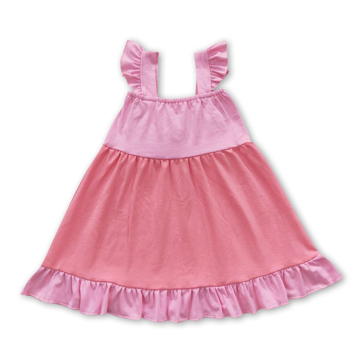 Pink bow flutter sleeves princess baby girls dress