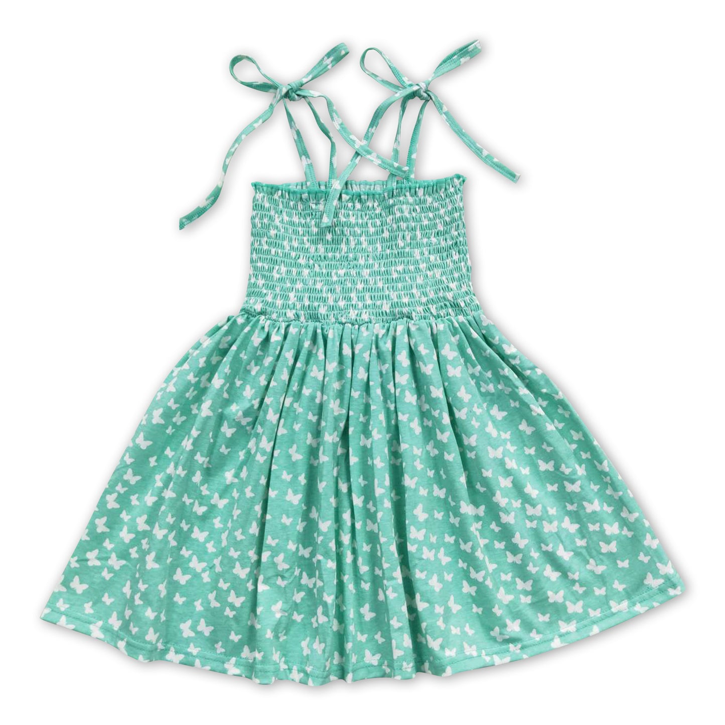 Suspenders elastic green butterfly baby girls summer dress