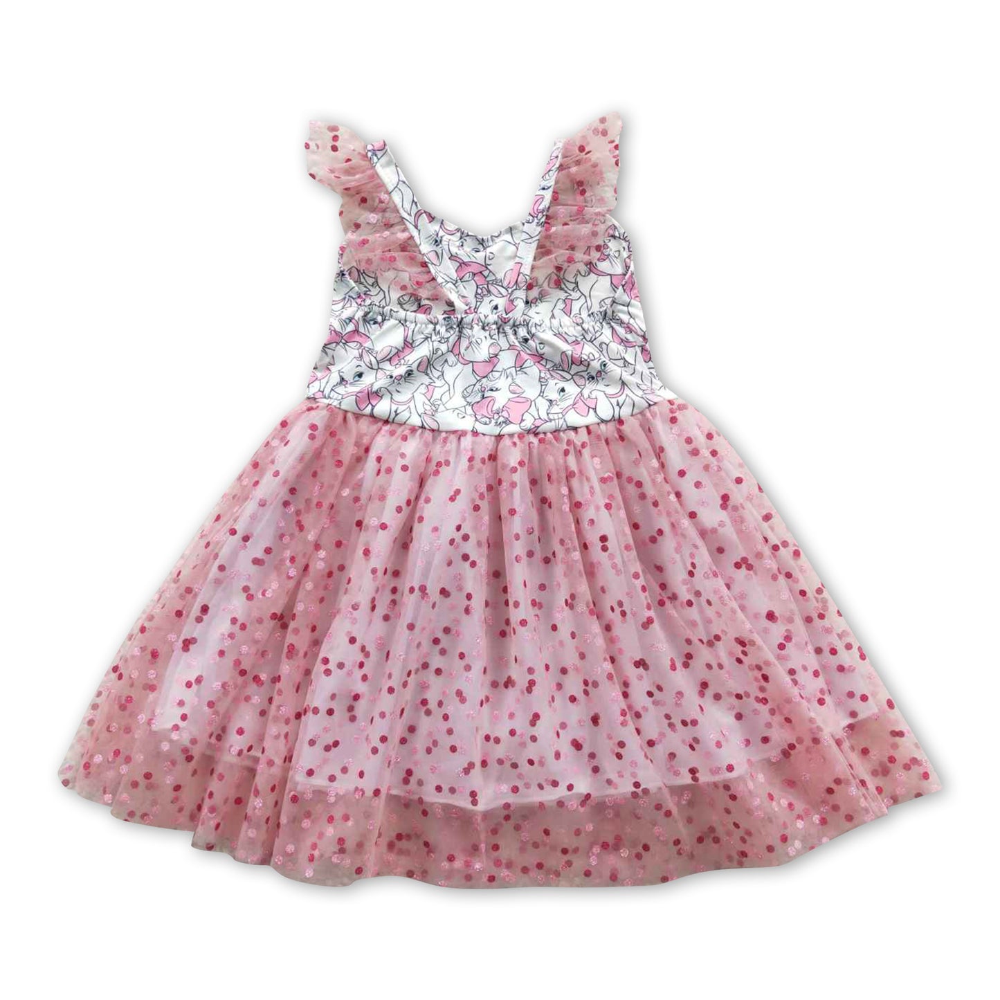 Cat flutter sleeves tulle baby girls dress