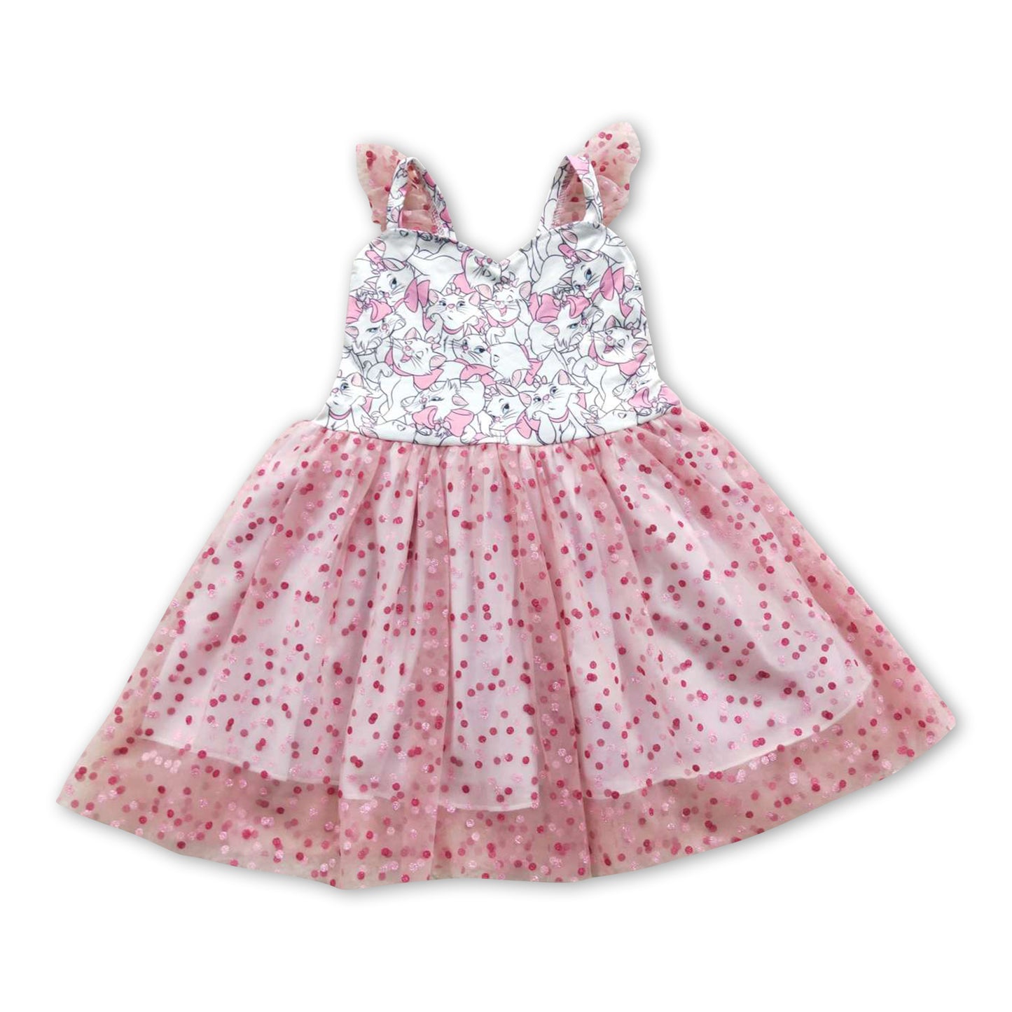 Cat flutter sleeves tulle baby girls dress