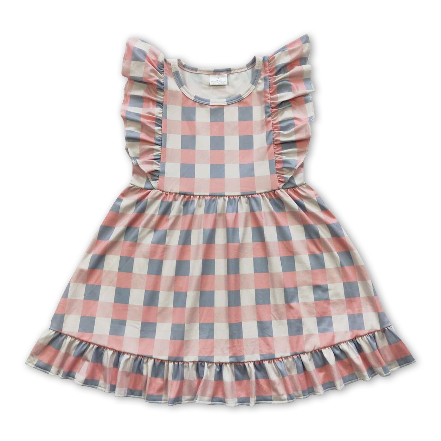 Flutter sleeves plaid baby girls summer dresses