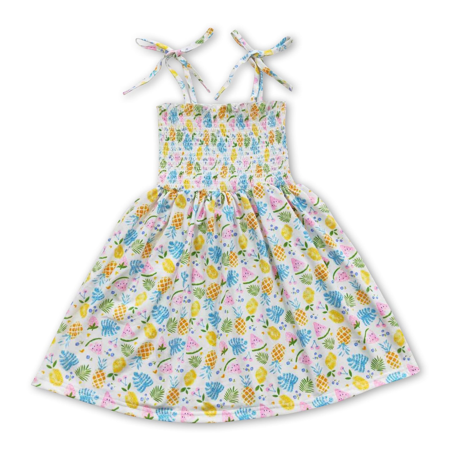 Sleeveless elastic pineapple baby girls summer dress