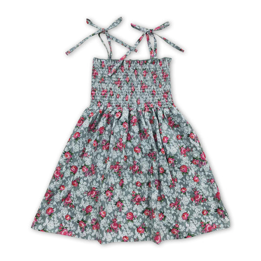 Suspenders elastic flower baby girls summer dress