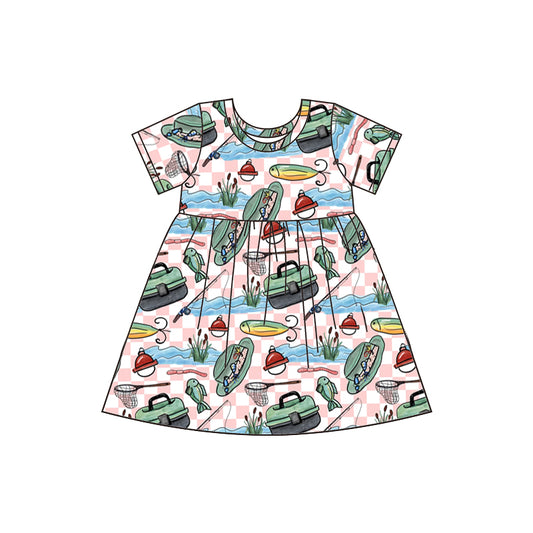 Dad's fishing buddy short sleeves kids girls dress