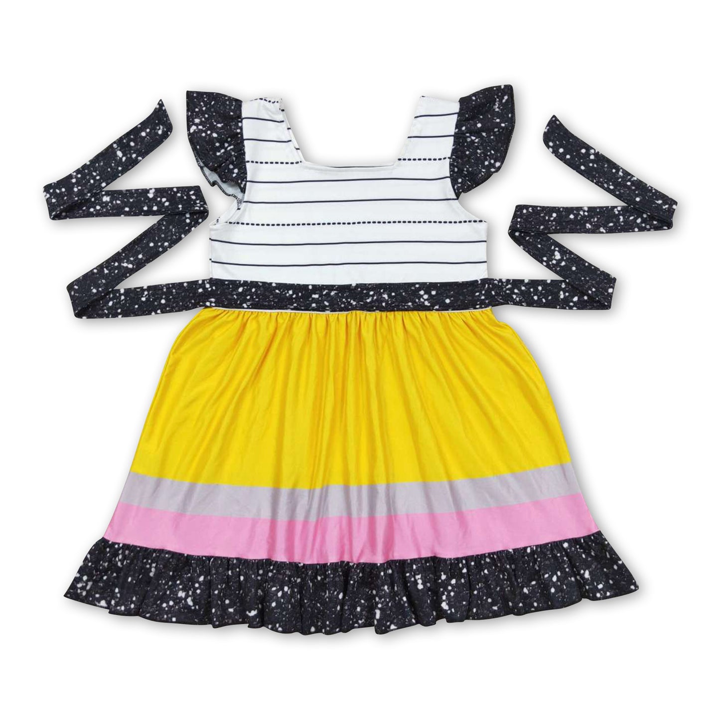 Stripe black belt pencil baby girls back to school dress