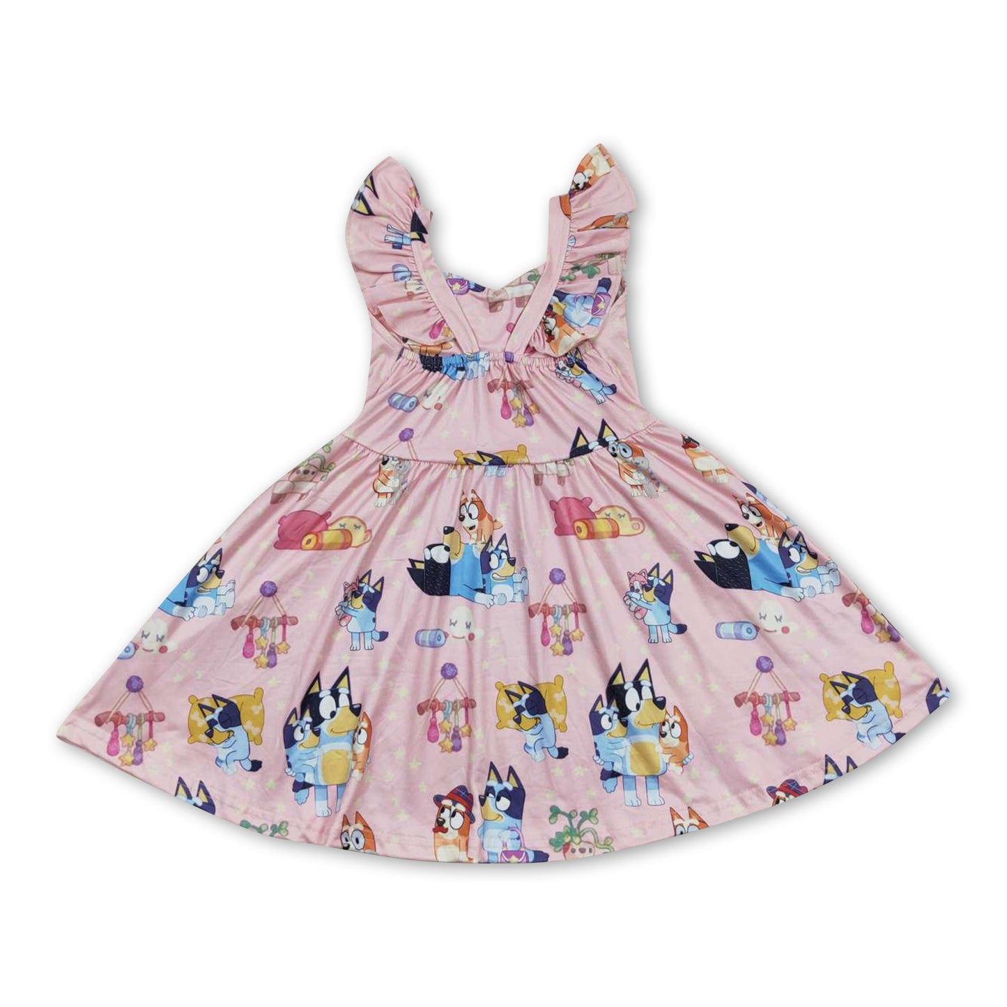 Flutter sleeves dogs baby girls twirl dresses