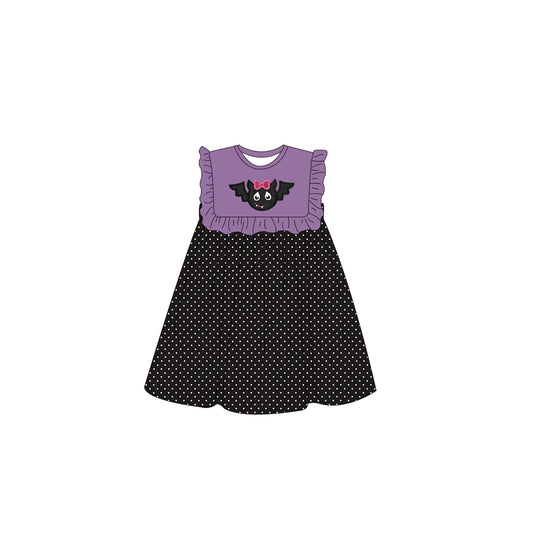 Sleeveless bat polka dots girls Halloween dresses