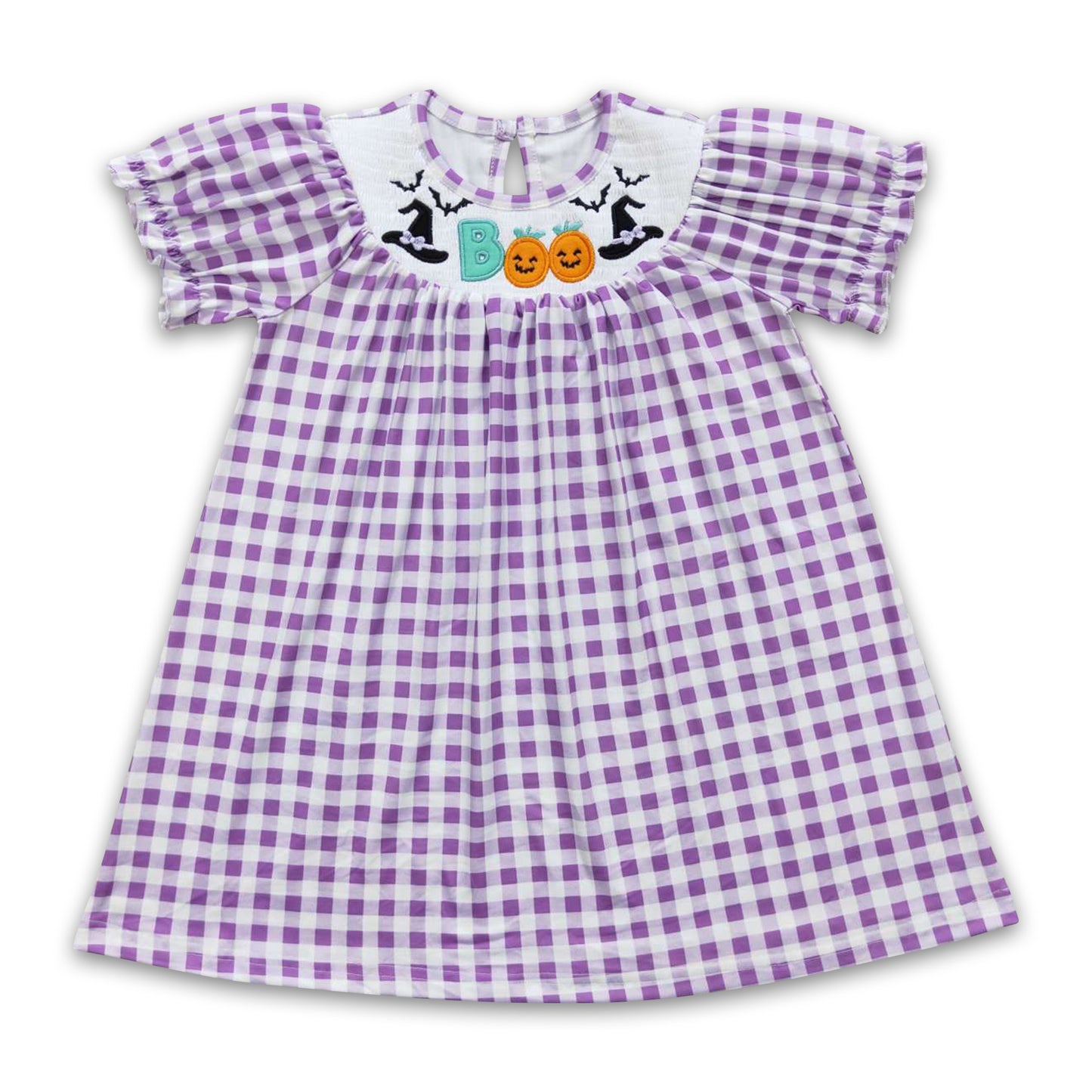 Boo witches bat smocked girls Halloween dress