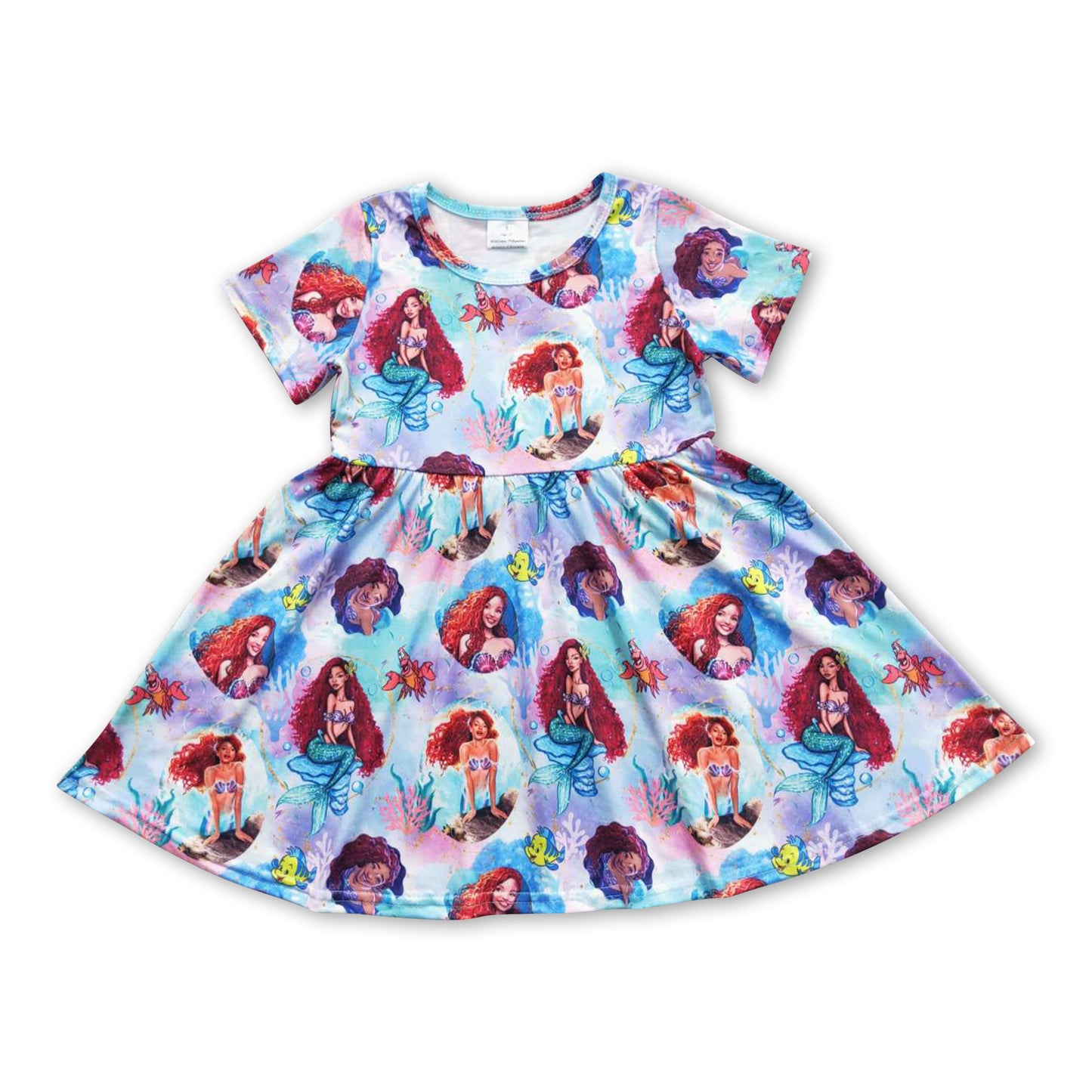 Short sleeves fish princess girls twirl dresses