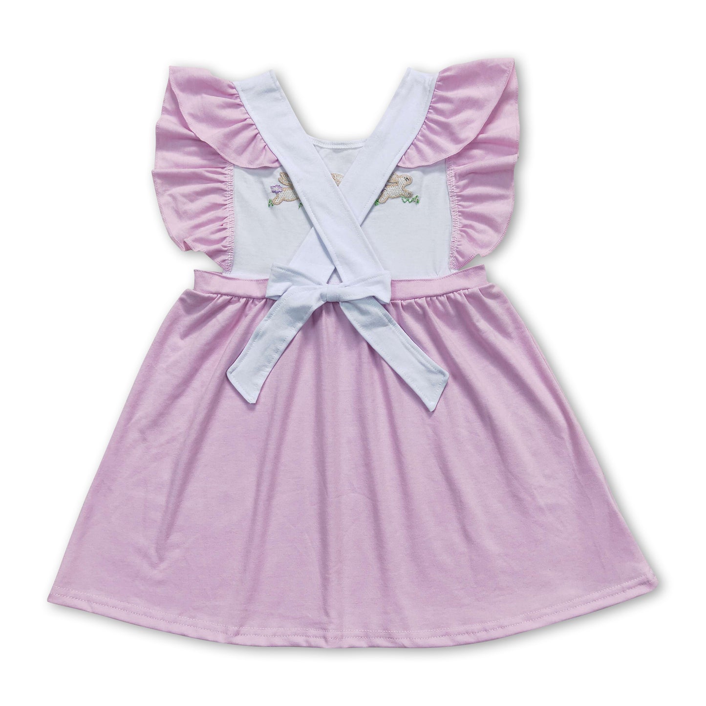 Flutter sleeves bunny baby girls easter dresses