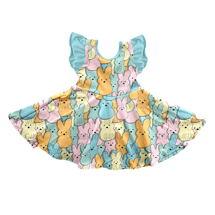 Flutter sleeves peeps bunny baby girls easter dress – Western kids clothes