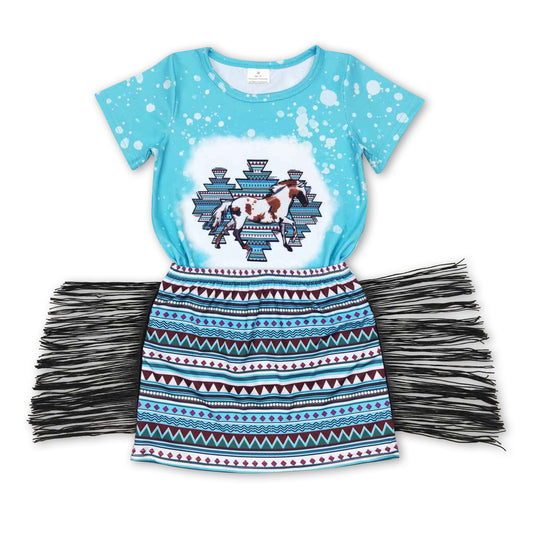 Bleached horse aztec top tassels skirt girls clothes