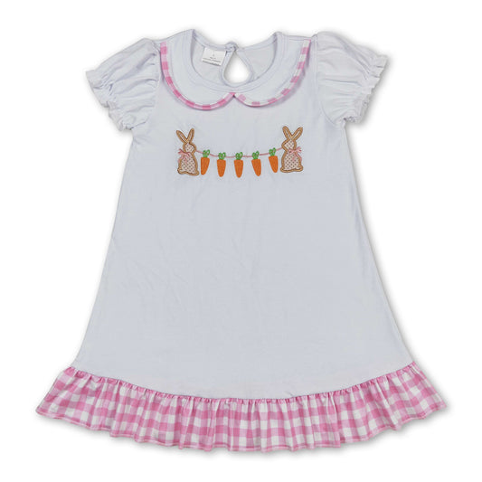 Short sleeves carrot bunny ruffle girls easter nightgown