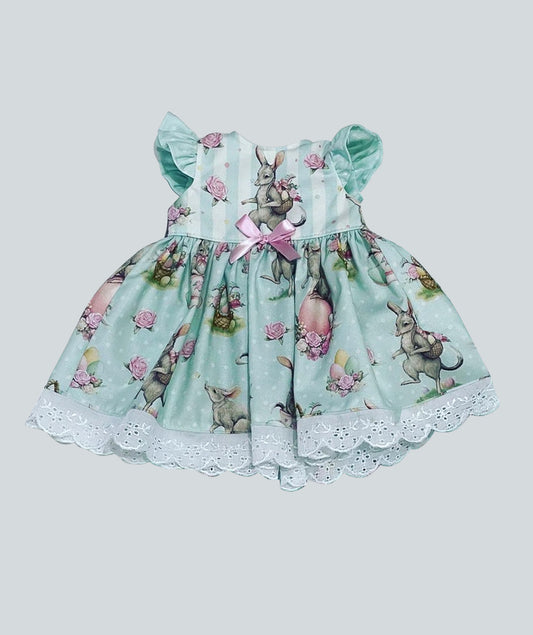 Flutter sleeves bunny floral girls easter dresses