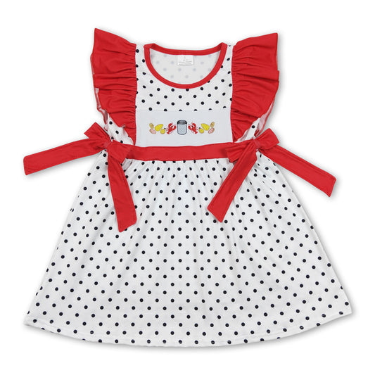 Corn crawfish flutter sleeves polka dots girls dresses