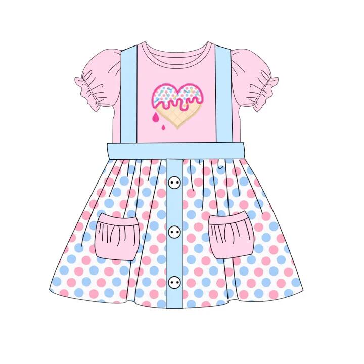 Heart top polka dots skirt girls valentines outfits