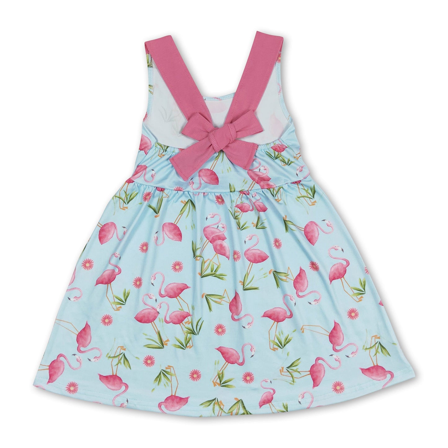 Sleeveless flamingo baby girls summer dresses