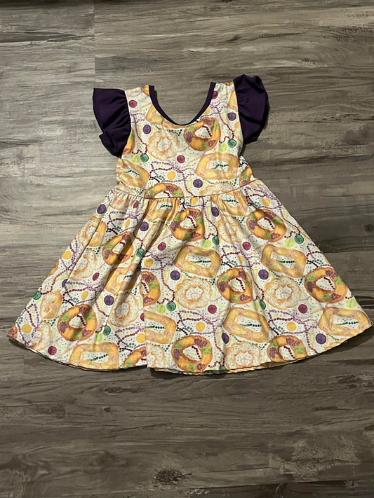 Flutter sleeves donut kids girls mardi gras dresses