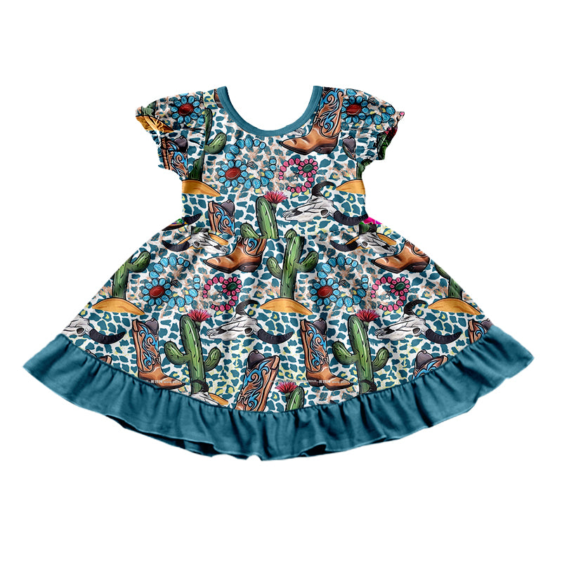 Turquoise cactus boots western girls dresses