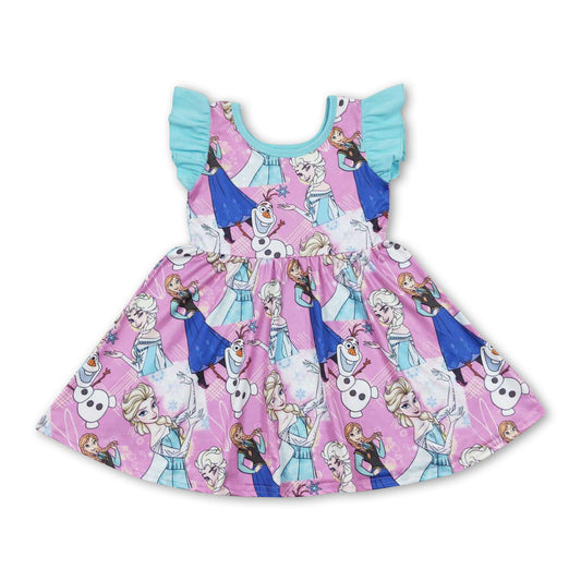 Flutter sleeves aqua princess baby girls dresses