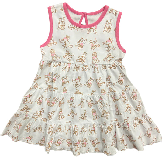 Sleeveless pink dog kids girls summer dresses