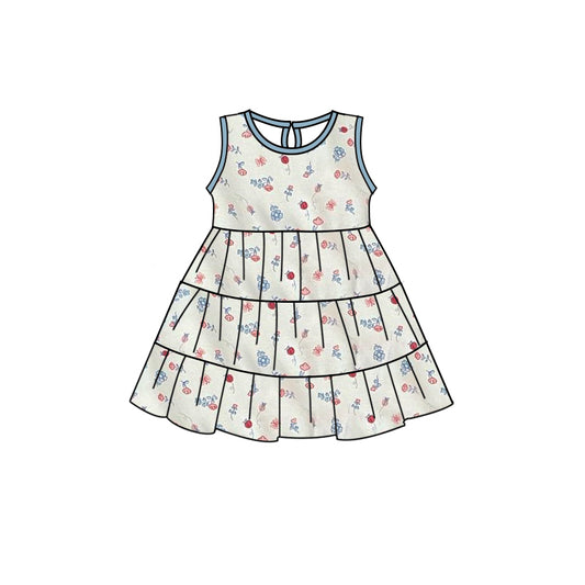 Sleeveless floral kids girls summer dresses