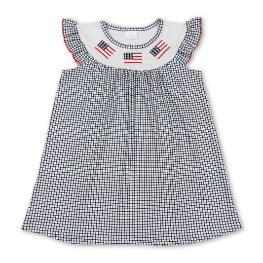 Flutter sleeves flag kids girls  4th of july dresses