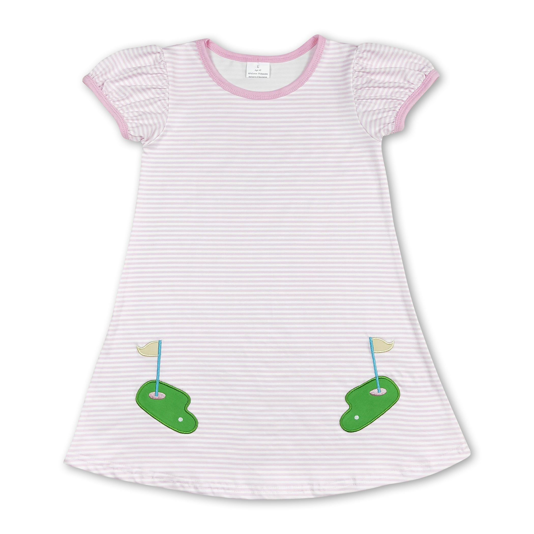 Sydney Girls' Pima Cotton Dress - Golf Crest Pink main image 0